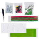 NASA rocket construction set contents: metal strips, plates, screws and screwdriver