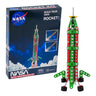 NASA Build Your Own Rocket metal construction set box with the built green and red rocket