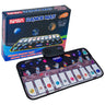 NASA piano dance mat with space-themed keys in front of its box