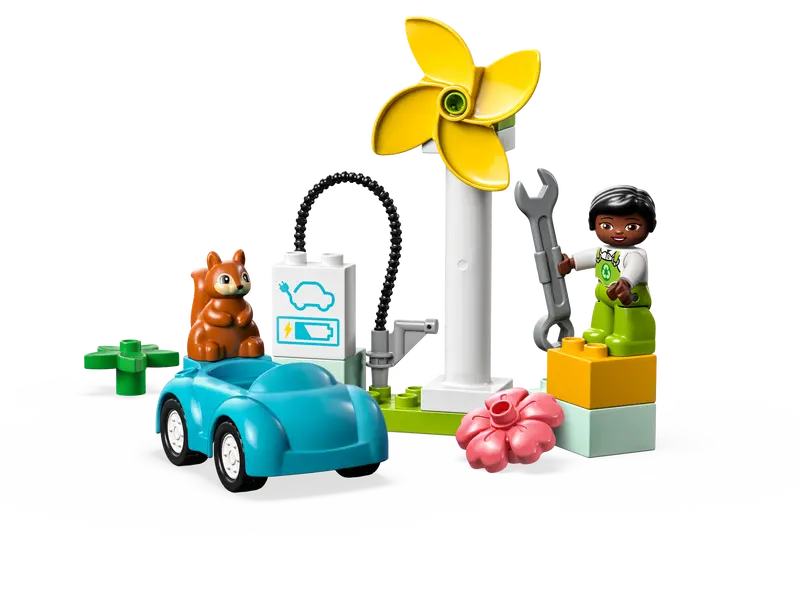 Load image into Gallery viewer, Lego Duplo Wind Turbine and Electric Car 16pc
