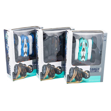 Three Fancy Stunt Car Pro RC cars in their retail boxes