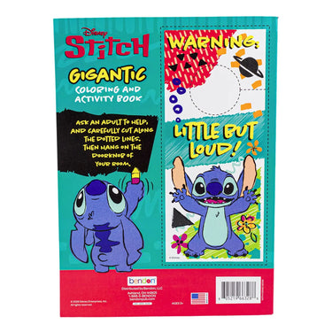 Back cover of the Stitch coloring book with the bonus door hanger