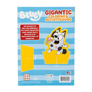 Back cover of the Bluey Gigantic Coloring and Activity Book