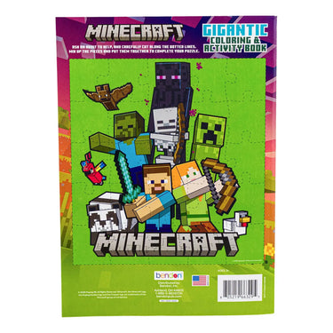 Back cover of the Minecraft Gigantic Coloring and Activity Book