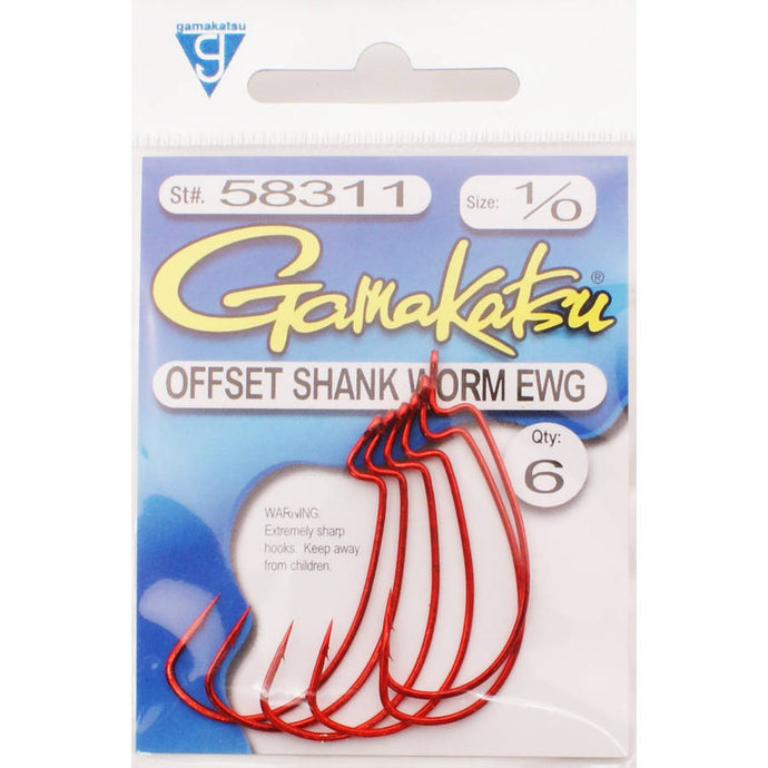 Gamakatsu Extra Wide Gap Offset Worm Hook Size 1/0