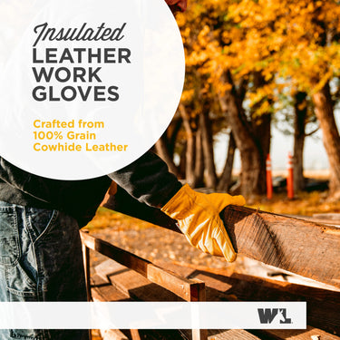 Wells Lamont Men’s Cowhide Insulated Shirred Wrist (Yellow) Size XL