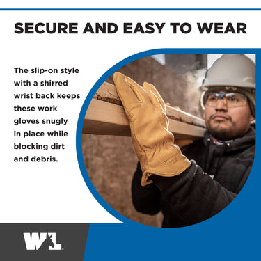 Wells Lamont Men’s Cowhide Insulated Shirred Wrist (Yellow) Size XL