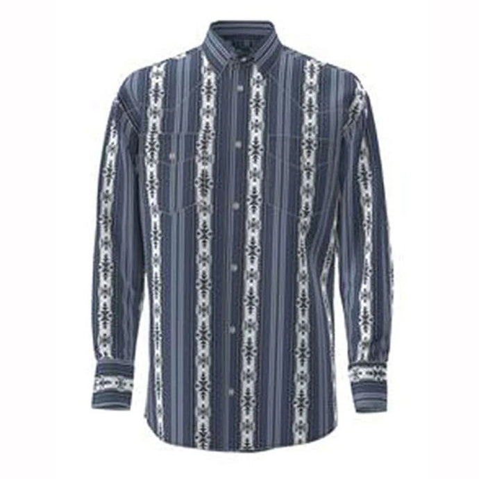 Wrangler Mens XLT Checotah Western Long Sleeve Shirt - Navy