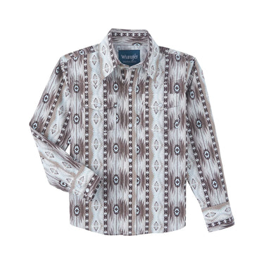 Wrangler Boy's Checotah Western Snap Shirt (Pale Sand) Size XL