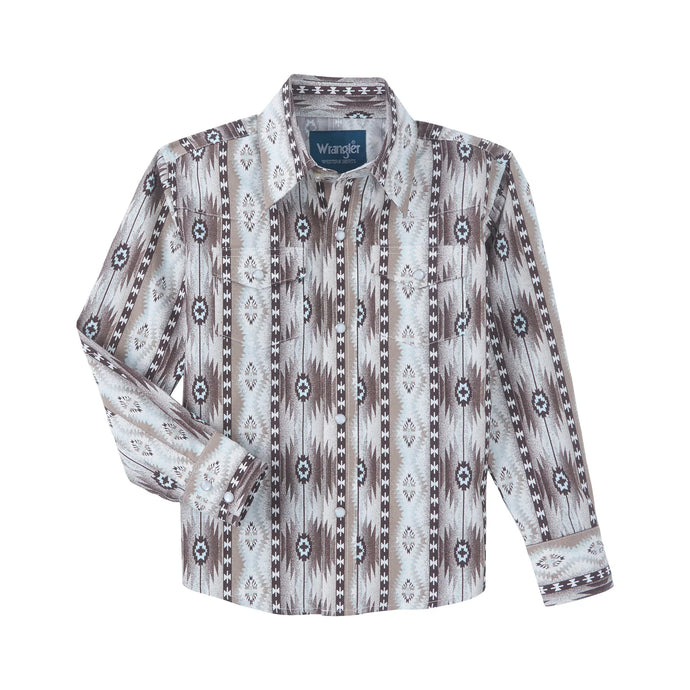 Wrangler Boys XL Checotah Western Snap Shirt - Pale Sand