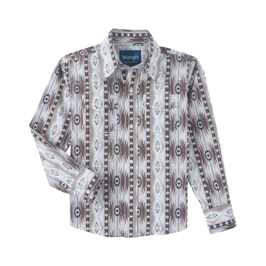 Wrangler Boys XL Checotah Western Snap Shirt - Pale Sand