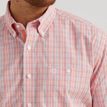 Wrangler Men's George Strait Long Sleeve Button Down Shirt (Fiesta Red) Size XL