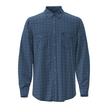 Wrangler Men's George Strait Troubadour Long Sleeve Western Shirt (Star Blue) Size LT