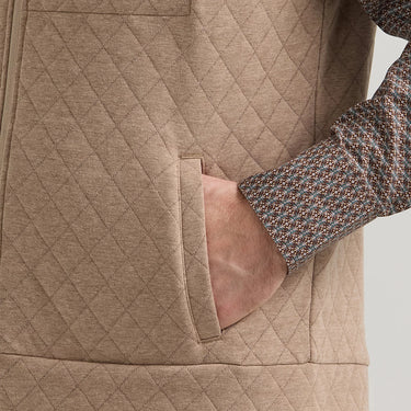 Wrangler Men's George Strait Zip Front Solid Knit Vest (Taupe) Size L