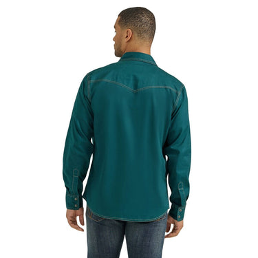 Wrangler Men's Retro Premium Long Sleeve Shirt (Teal) Size L