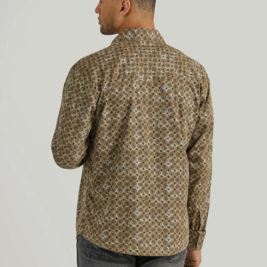Wrangler Men's Retro Long Sleeve Western Snap Printed Shirt (Brown) Size XLT