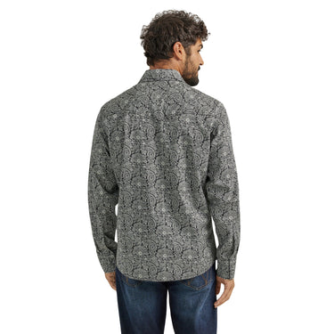 Wrangler Men's Retro Paisley Print Shirt (Black/Grey) Size M