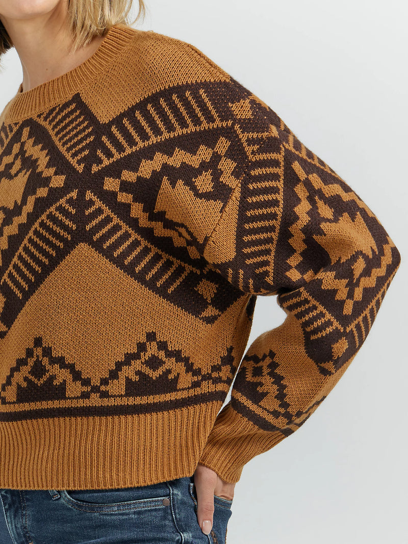 Load image into Gallery viewer, Wrangler Womens XXL Retro Southwestern Pullover Sweater - Jewel Brown
