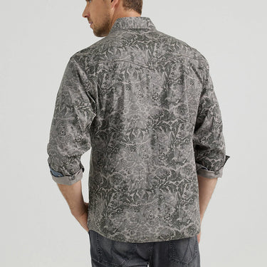 Wrangler® Retro® Premium Western Snap Printed Shirt (Grey) Size XL