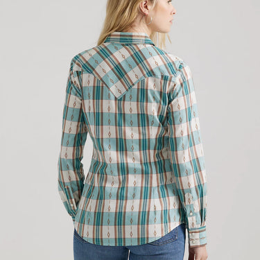 Wrangler Women's Snap Front Shirt (Teal) Size L