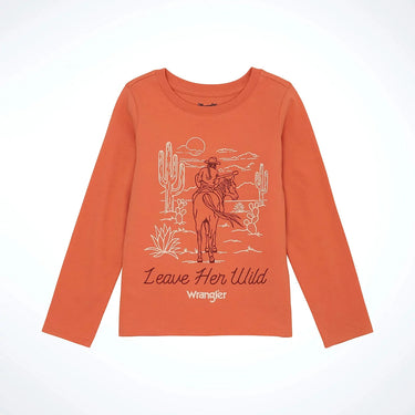 Wrangler Girl's Cowgirl Graphic Tee (Coral) Size XL
