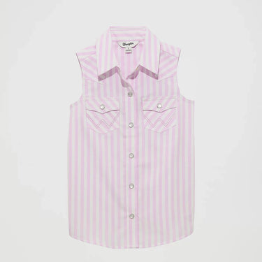 Wrangler Girl's Sleeveless Stripe Snap Shirt (Purple) Size L