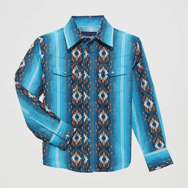 Wrangler Checotah Western Snap Shirt (Blue) Size M