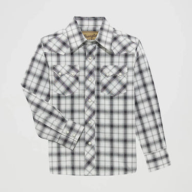 Wrangler Retro® Western Snap Plaid Shirt (White/Black) Size M