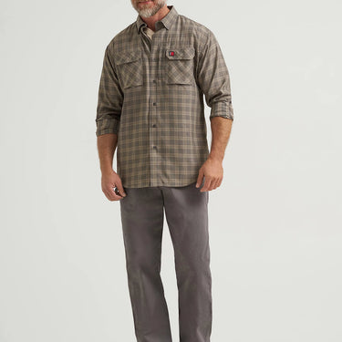 Wrangler® RIGGS Workwear® Technical Work Shirt (Dark Khaki Plaid) Size L