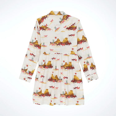 Wrangler Girl's Long Sleeve Printed Western Snap Dress (Mesa White) Size S