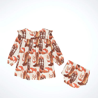 Wrangler Little Girl's Western Print Trapeze Dress (Pink Boots) Size 18M