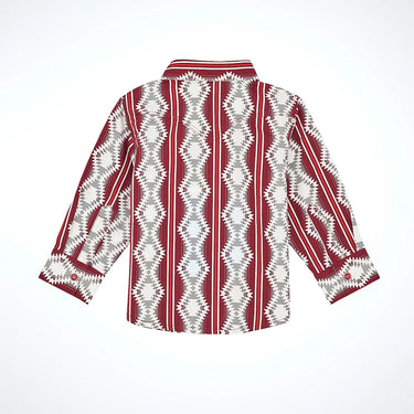 Wrangler Toddler Checotah Southwestern Striped Long Sleeve Snap Western Shirt (Red) Size 6-9M