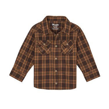 Wrangler Infant's Long Sleeve Western Snap Shirt (Mocha) Size 6-9M