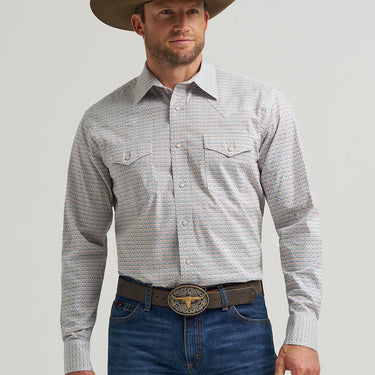 Wrangler Men's 20X® Competition Advanced Comfort Long Sleeve Two Pocket Western Snap Shirt (Rustic Brown) Size XL