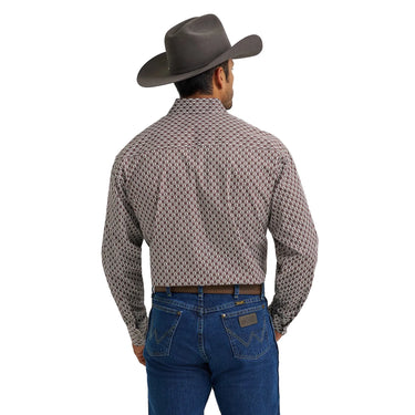 Wrangler Men's George Strait Troubadour Long Sleeve Western Snap Shirt (Brown) Size L