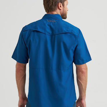 Wrangler Men's Performance Snap Short Sleeve Solid Shirt (Navy) Size L