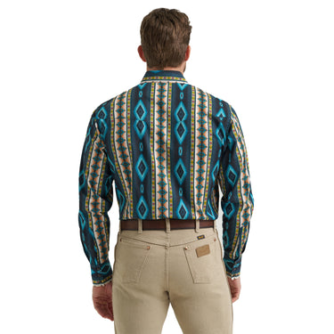 Wrangler Men's Checotah Western Snap Shirt (Teal) Size L