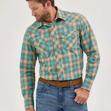 Wrangler Men's Retro Modern Fit Shirt (Aqua) Size XL