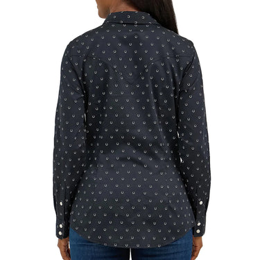 Wrangler Women’s All-Occasion Western Snap Shirt (Black Horseshoes) Size L