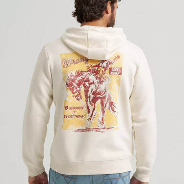 Wrangler 8 Seconds Back Graphic Hoodie (Antique White) Size M