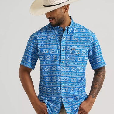 Wrangler All Terrain Gear Men's Print Performance Shirt (Cerulean) Size L