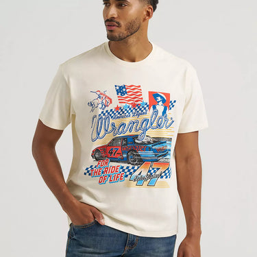 Wrangler Racecar 47 Vintage Fit Graphic T-Shirt (Antique White) Size L