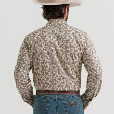 Wrangler Men's 20X® Competition Advanced Comfort Long Sleeve Two Pocket Western Snap Shirt (Saddle Paisley) Size L