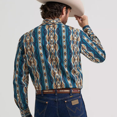 Wrangler Men's Checotah® Long Sleeve Western Snap Printed Shirt (High Desert) Size L