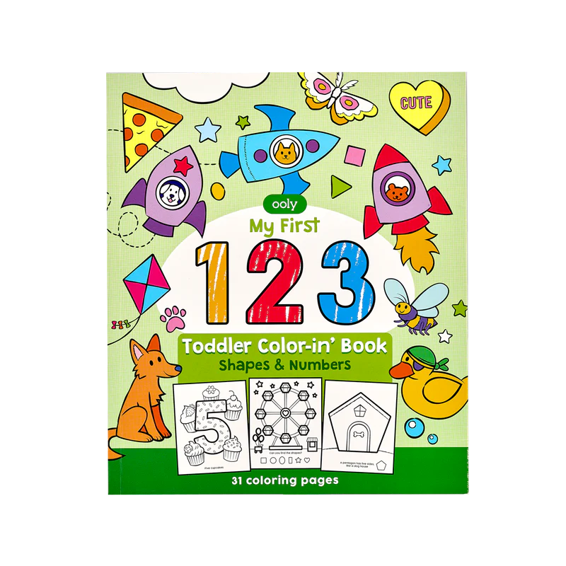 Load image into Gallery viewer, Ooly 123: Shapes + Numbers Toddler Coloring Book
