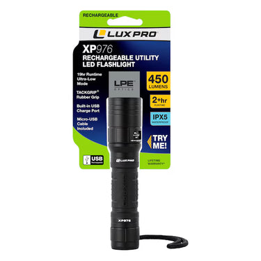LuxPro 450-Lumen 4-Mode LED Rechargeable Flashlight