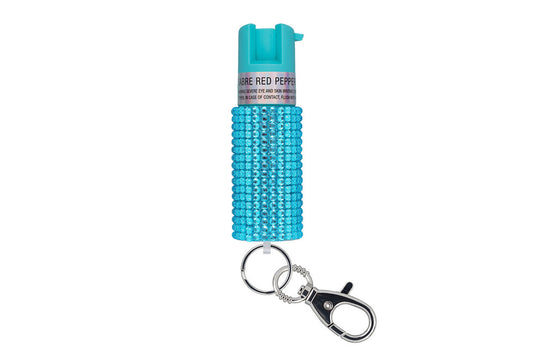 SABRE Pepper Spray w/ Jeweled Design & Snap Clip - Teal