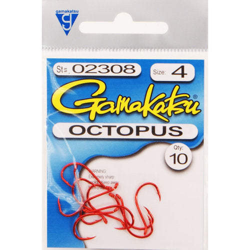 Gamakatsu Octopus Hook - Red - 4 - 10pk