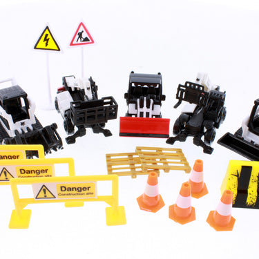Mini Work Machines Bobcat 17 Piece Construction Site Set - 3" Scale Diecast