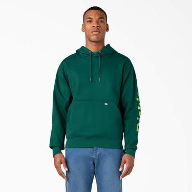 Dickies Men's Water Repellent Sleeve Logo Hoodie (Aventurine) Size 2XL
